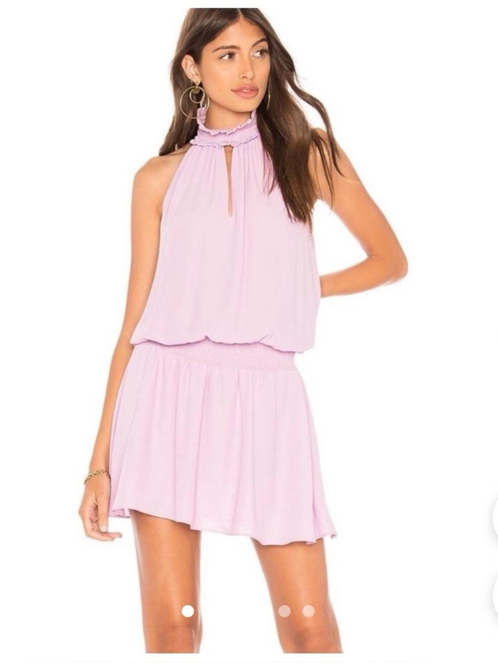 Amanda Uprichard Pastel purple Ruffled Halter Mini Dress